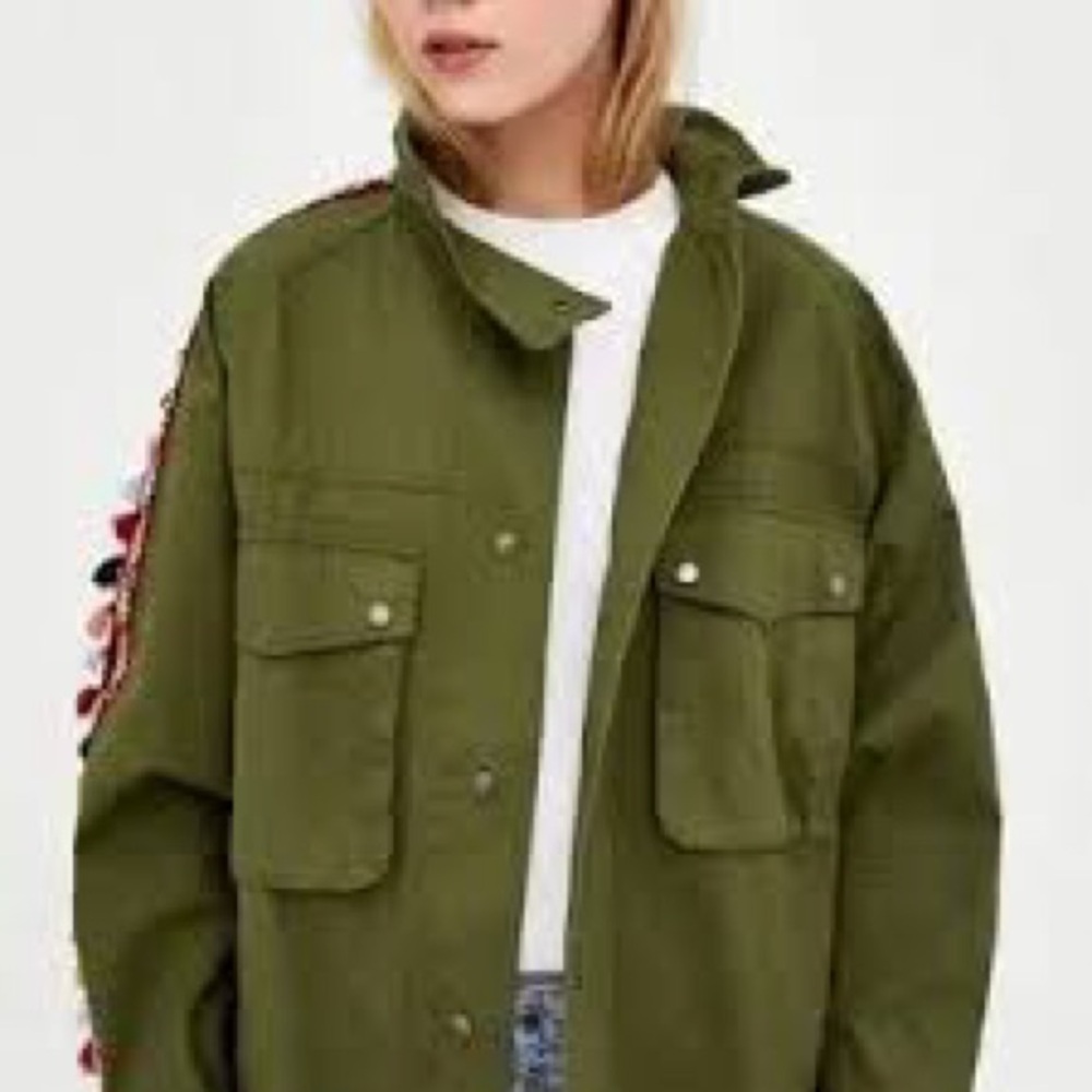 Zara Trafaluc Rare military inspired jacket, army green